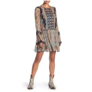 Free People Country Roads Bell Sleeve Mini Dress